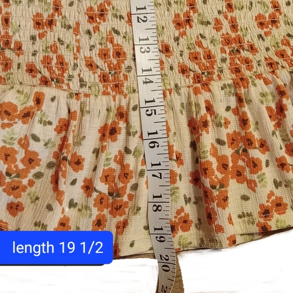 Cato Mini Skirt Shirred Ruffle Orange Floral Womens XL Cottage Flirty New w/ Tag - Picture 11 of 12